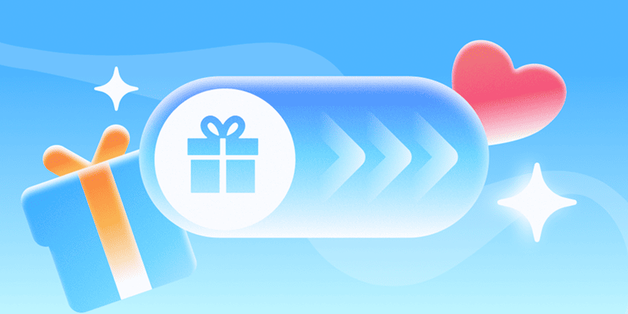 Illustration of a wrapped gift and glowing browser reward capsule