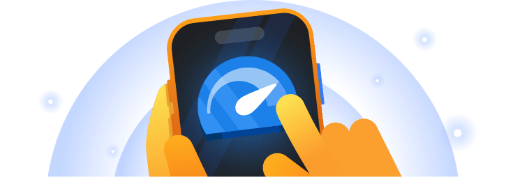 Hands using a phone with crypto mining graphics
