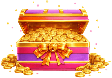 Open treasure chest filled with coins