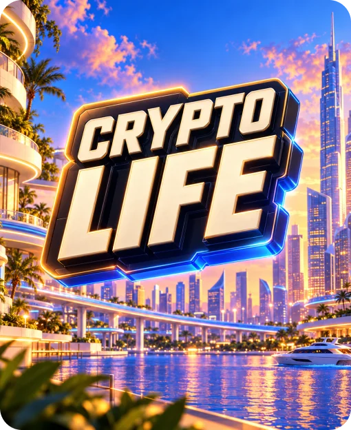 CryptoLife overlooking a futuristic waterfront
