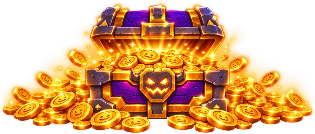 Spooky Jackpot treasure chest overflowing with gold